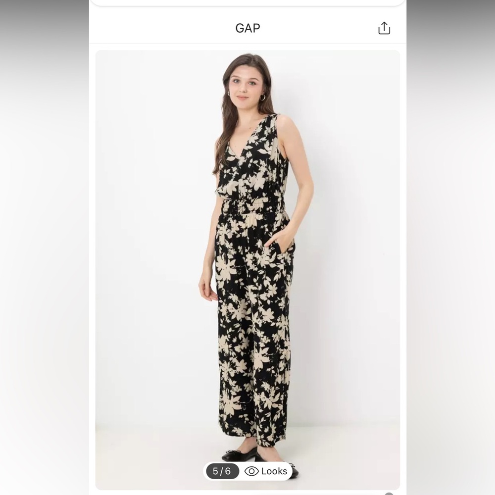 GAP Black and Cream Floral Jumpsuit NWT